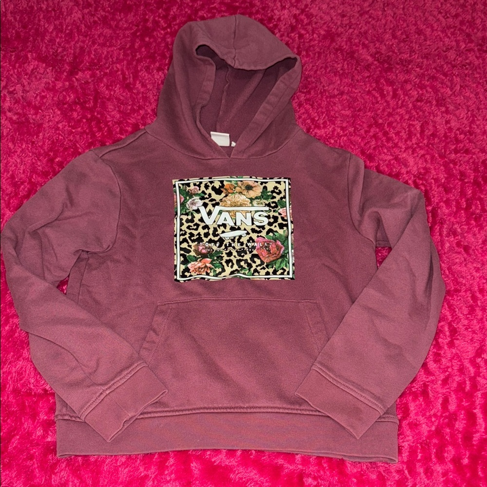 Vans Mauve Hoodie with Floral and Leopard Print